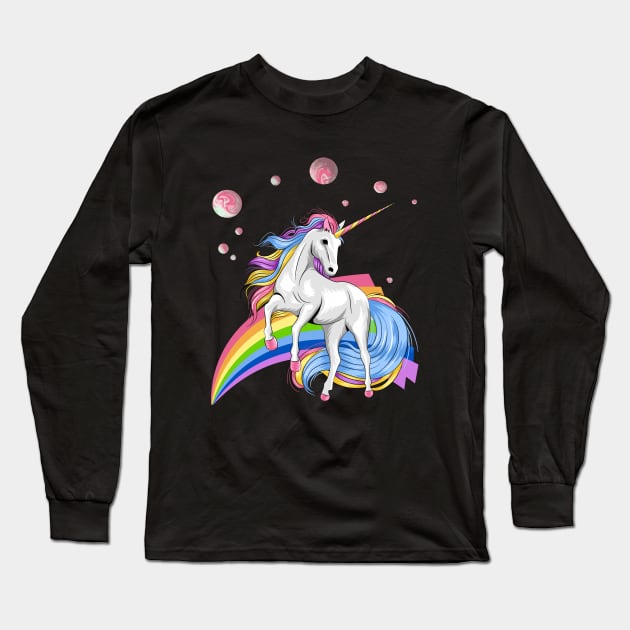Rainbow Unicorn- Unicorn Gifts Long Sleeve T-Shirt by Leonitrias Welt